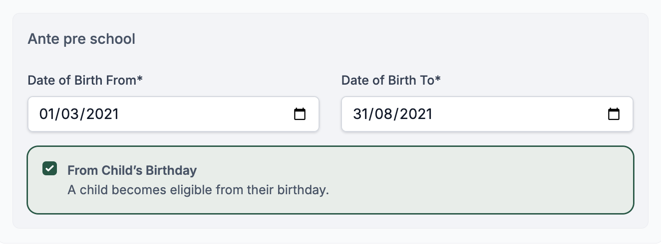 Eligibility Checkbox